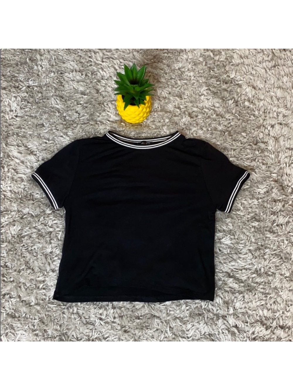 Black Cropped Ringer Tee - Picture 2 of 7